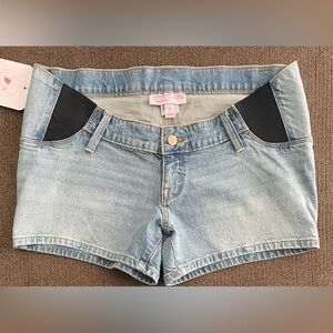 NWT Women’s Ingrid & Isabel Side Panel Maternity Midi Denim Shorts ~ Size 4